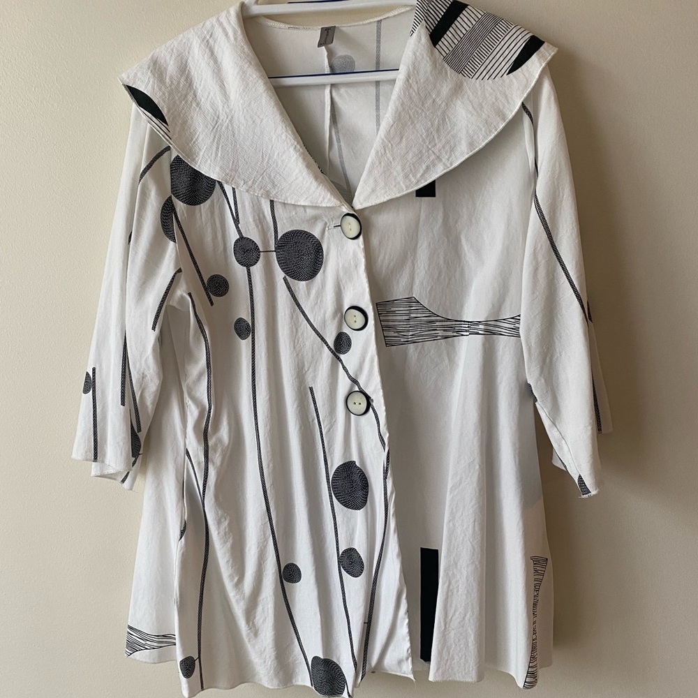 Unique fashion jacket.  Lightweight beautiful patterns